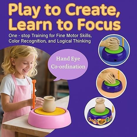 Kids Pottery Wheel Battery Operated Pottery Making Machine Painting Kit