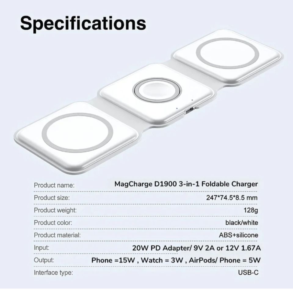 Ultra Fold 3-in-1 Wireless Charger MagSafe Fast Charging Pad